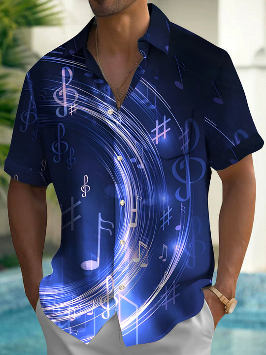 men's music print shirt front view