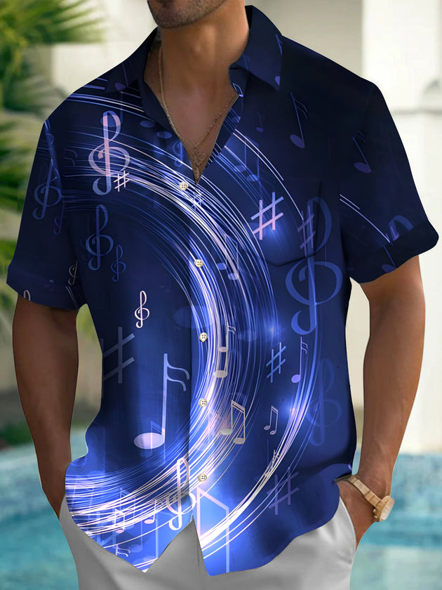 men's music print shirt front view