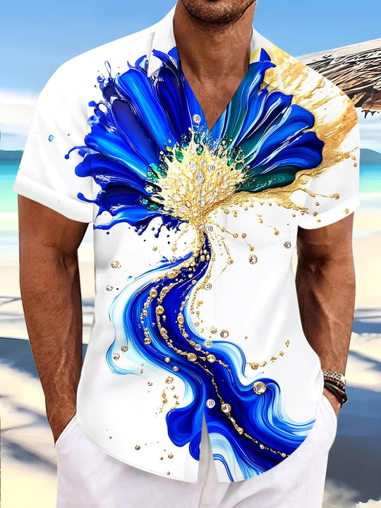 men's Hawaiian shirt front view tropical beach vacation