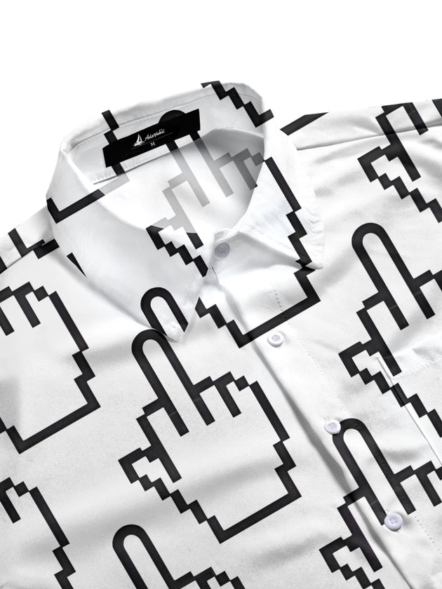 men's art print short sleeve flat lay shirt