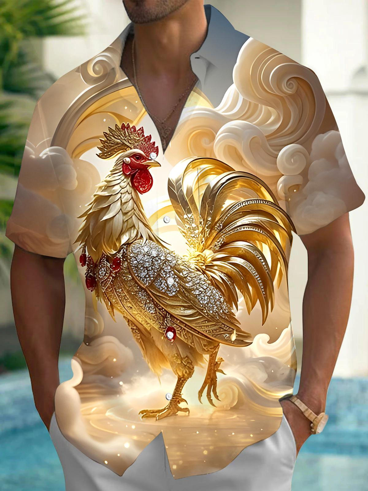 Rooster Men's Pocket Short Sleeve Shirts