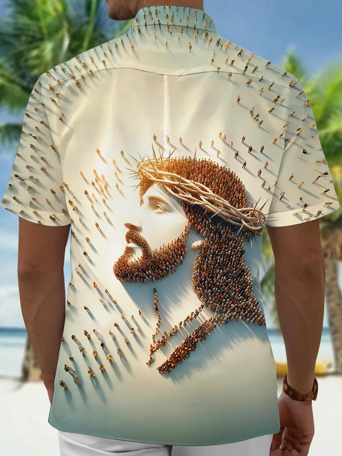 Art Religion Jesus People Light Hope Men's Pocket Short Sleeve Shirts