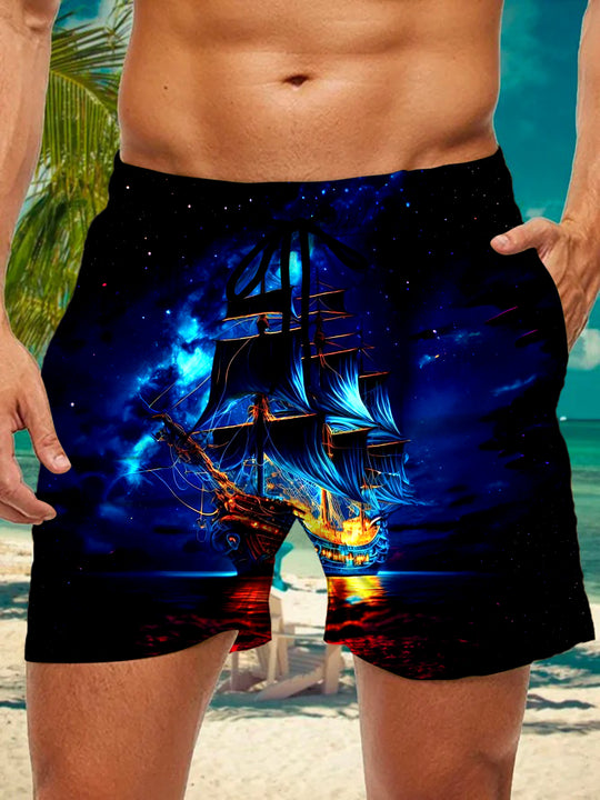 men's Hawaiian casual pants front view tropical beach vacation