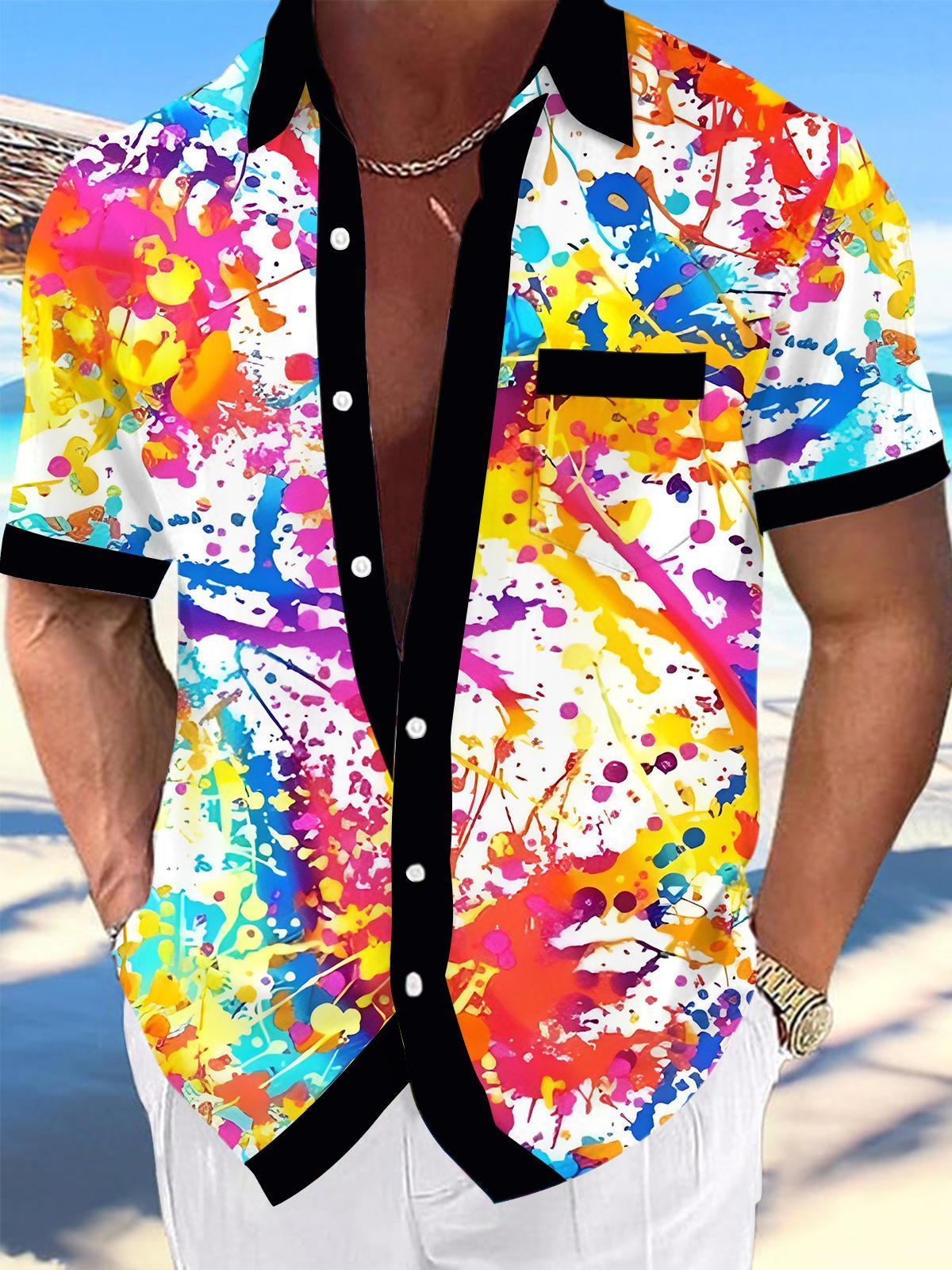 Tie Dye Men's Pocket Short Sleeve Shirts