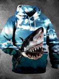 Shark Long Sleeve Hooded Pocket Men's Top