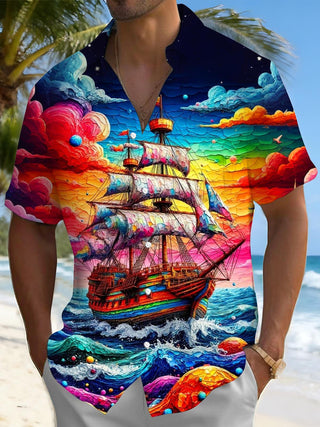 men's art print shirt front view