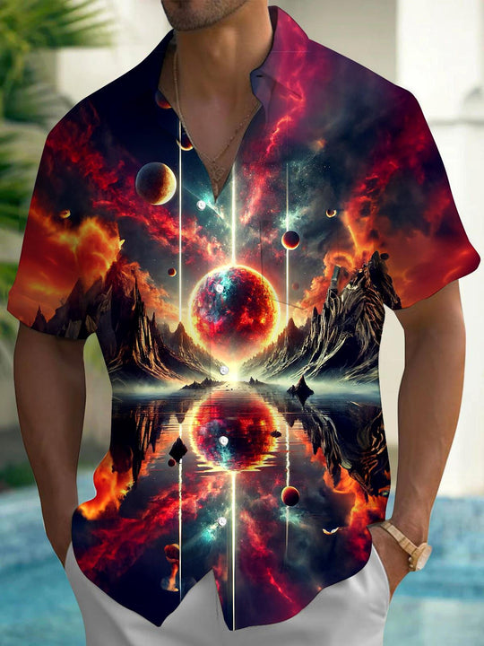 men's patterned sweater shirt front view