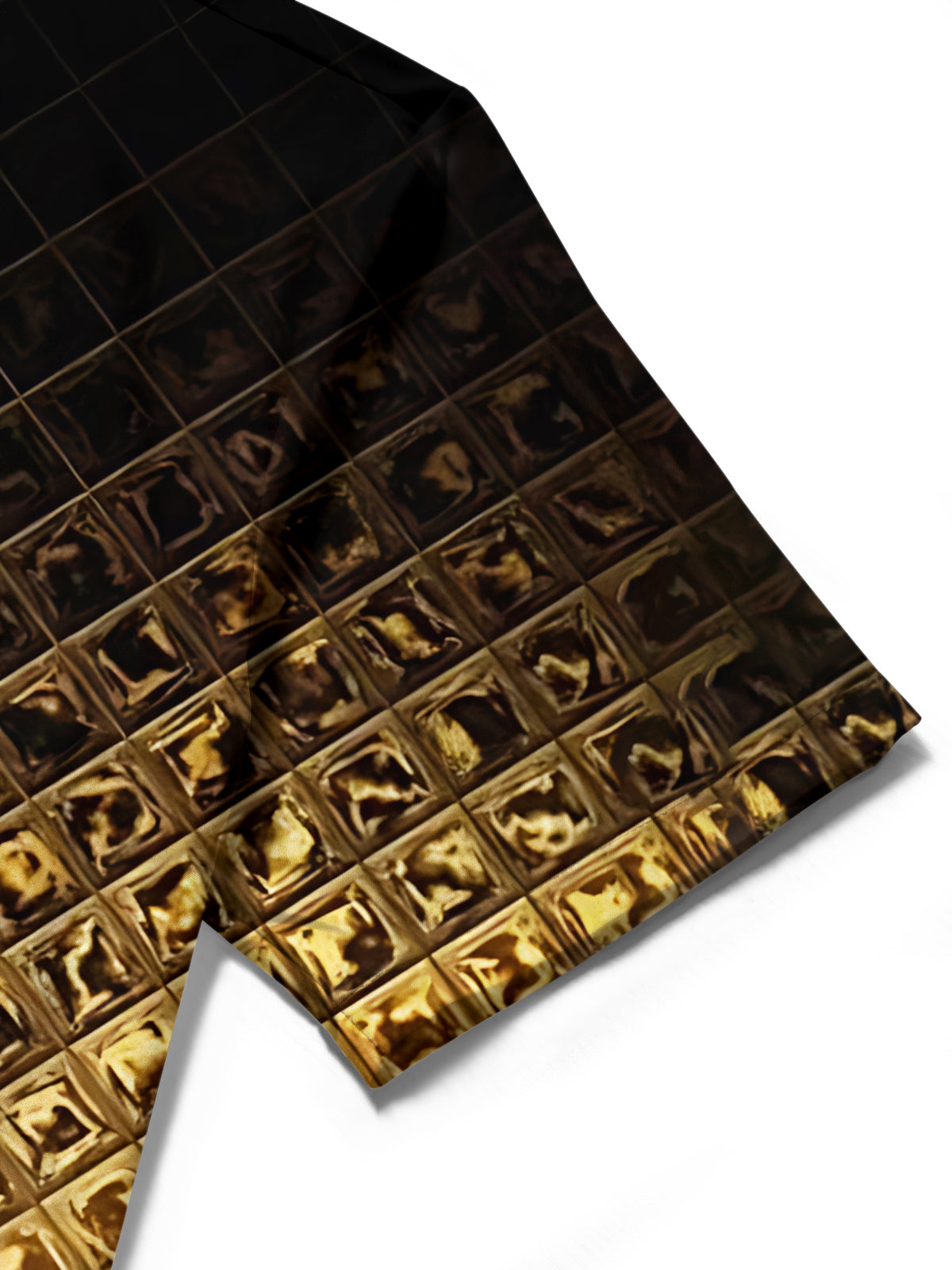 Gold Geometric Gradient Print Men's Pocket Short Sleeve Shirts