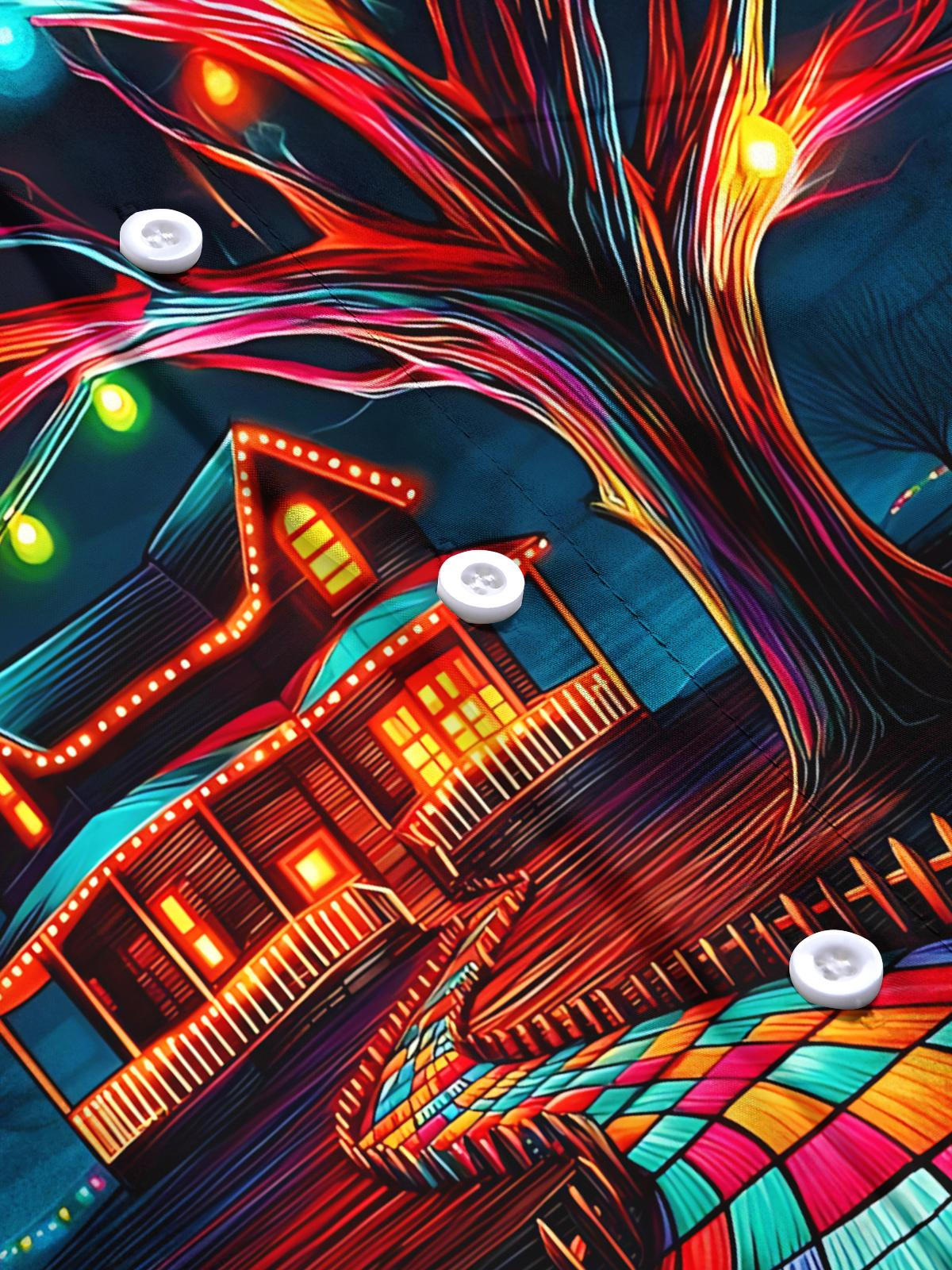 Christmas Lights Art Print Men's Pocket Short Sleeve Shirts