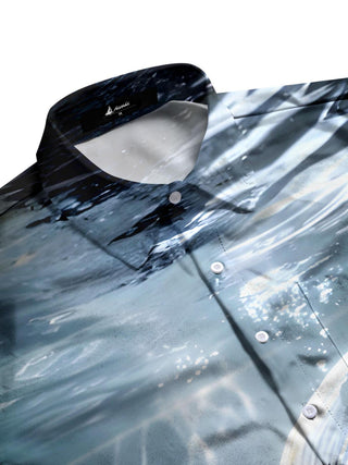 men's Hawaiian short sleeve flat lay shirt