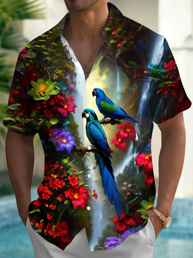 men's Hawaiian shirt front view tropical beach vacation