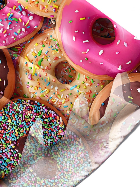 Men wearing donut print short sleeve shirt in casual lifestyle setting