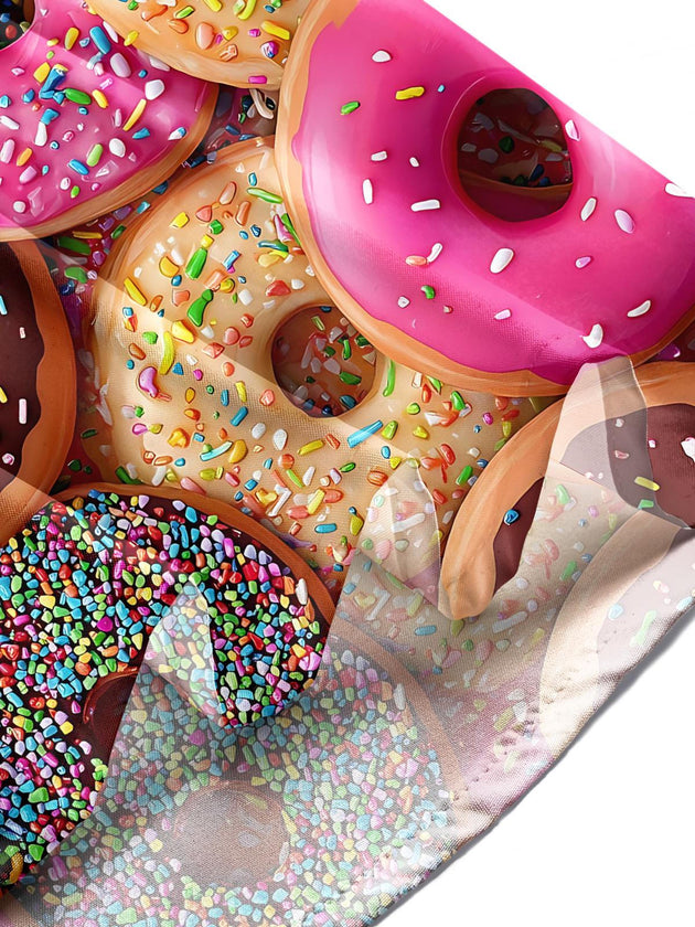 Men wearing donut print short sleeve shirt in casual lifestyle setting
