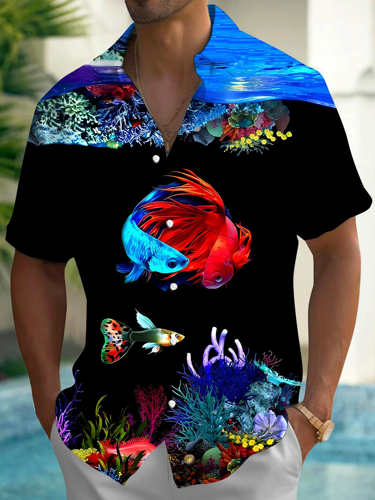 Hawaiian Fish Men's Pocket Short Sleeve Shirts