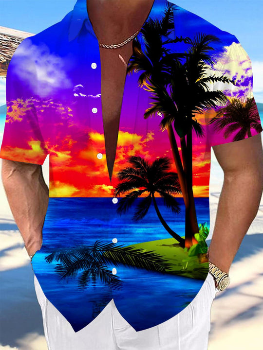 men's Hawaiian shirt front view beach vacation