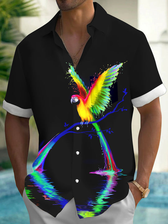 men's Hawaiian shirt front view tropical beach vacation