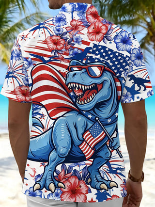 men's dino print shirt back view