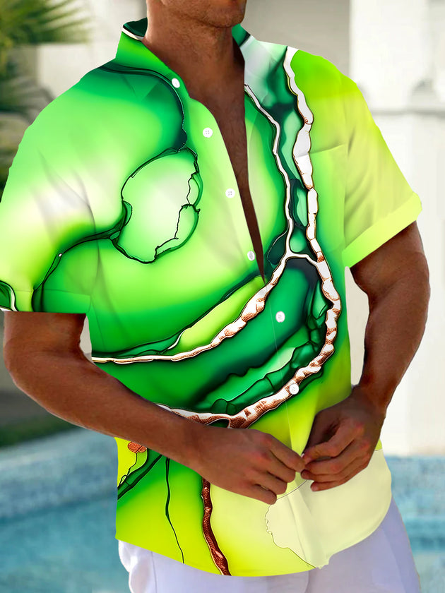 Men's abstract print short sleeve shirt front view
