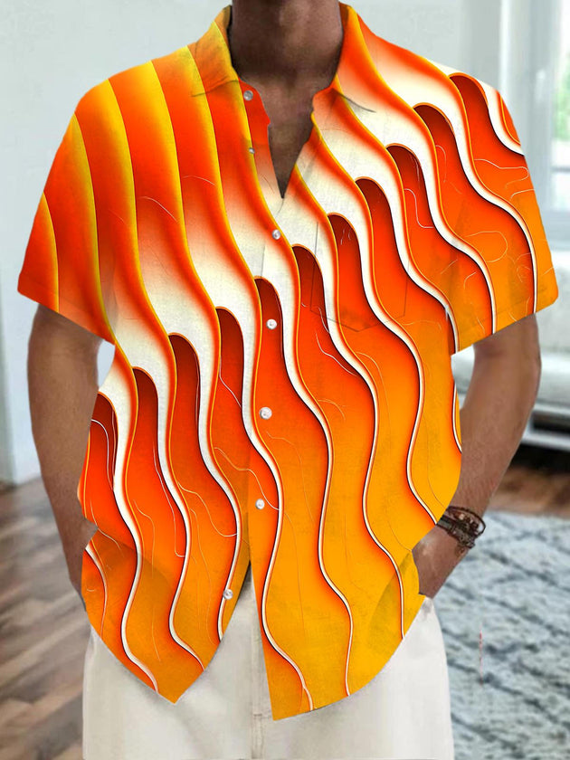 Men Abstract Print Short Sleeve Shirt Front View
