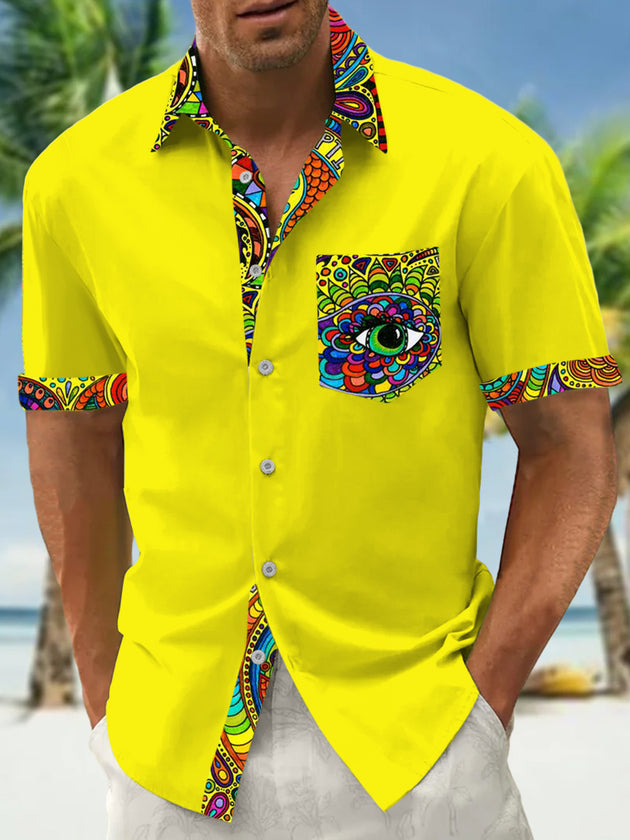 Men's abstract print short sleeve shirt front view