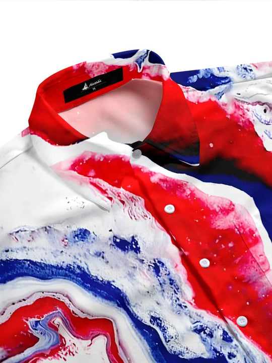 men's art print shirt side view