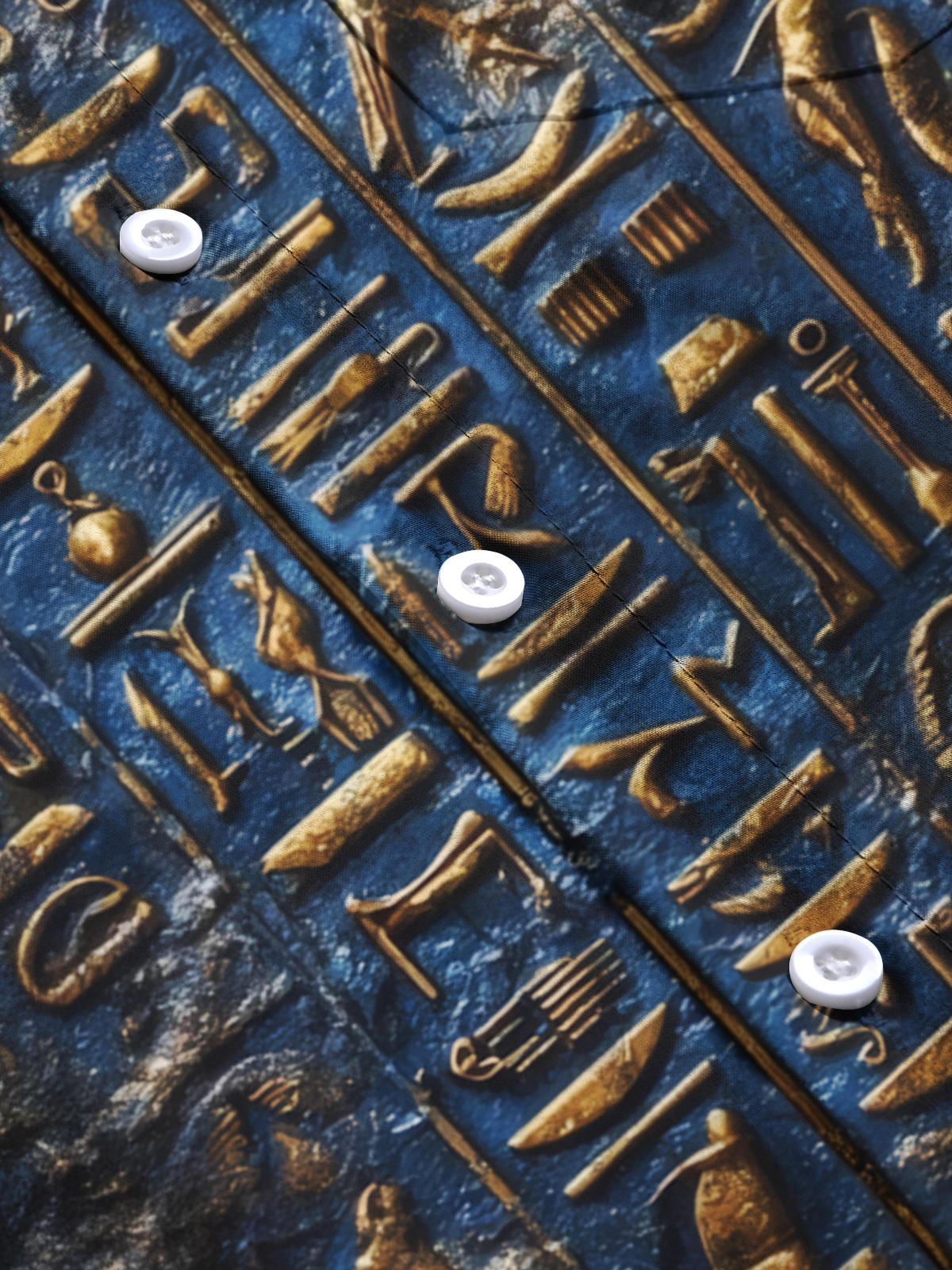 Vintage Engraved Print Men's Pocket Long Sleeve Shirts