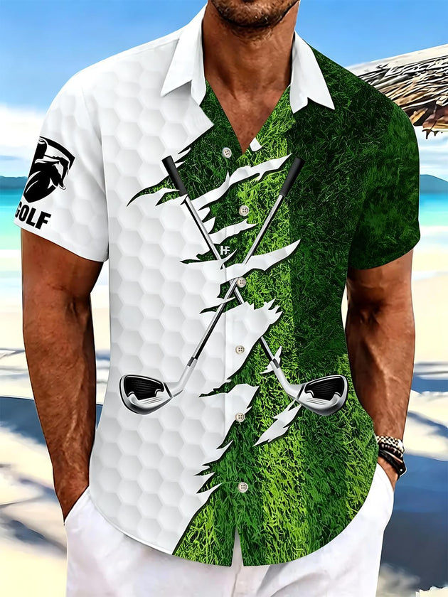 men's sports print shirt front view