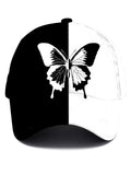Butterfly Black and White Contrast Print Men's Print Baseball Cap