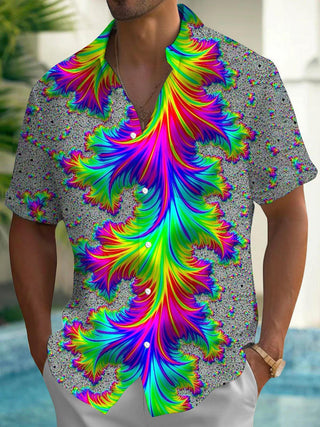 Men's abstract print short sleeve shirt front view