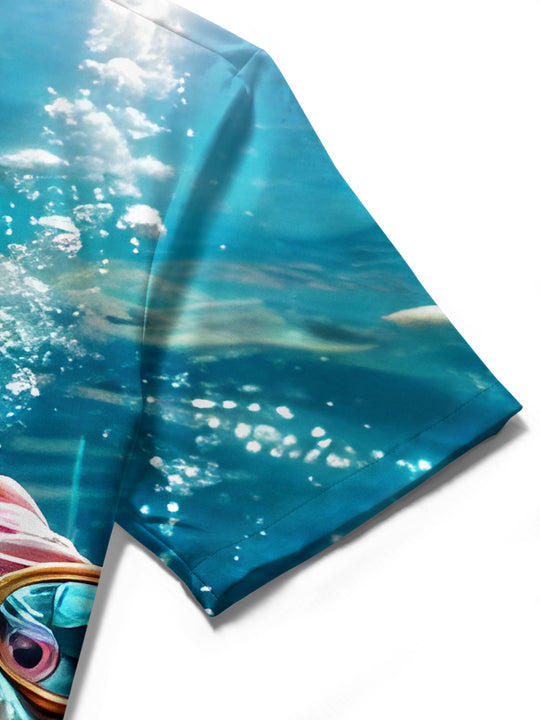 men's shark print shirt summer vacation