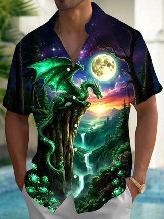 men's dragon print shirt front view