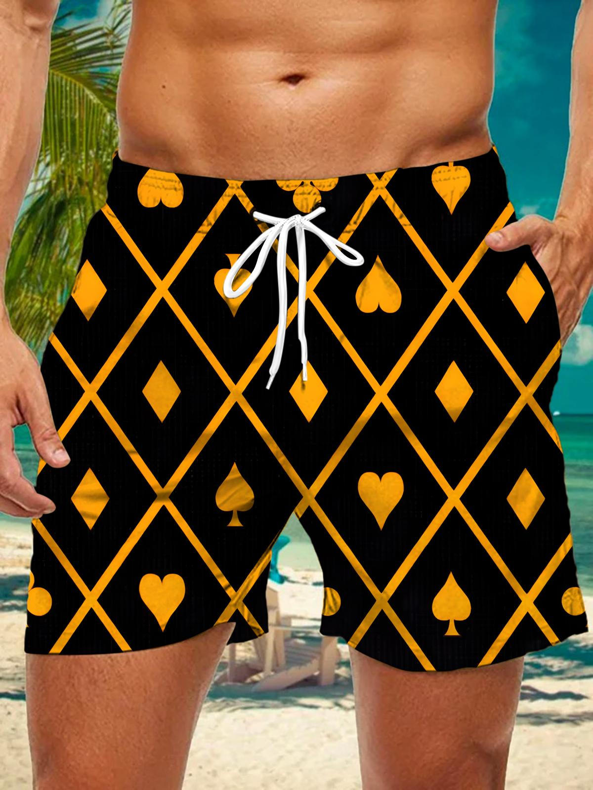 Poker Print Men's Print Pocket Shorts