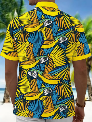 men's tropical bird print shirt back view