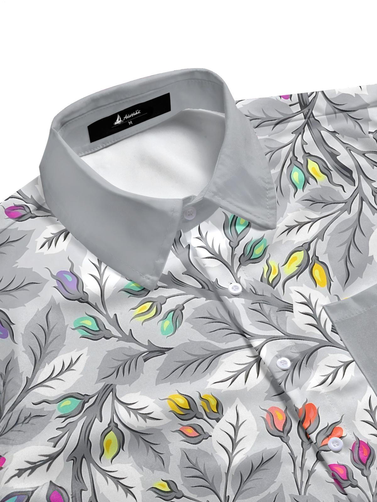 Plant Print Men's Pocket Short Sleeve Shirts