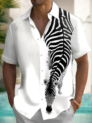 men's zebra print shirt front view