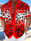 Leopard Gradient Print Men's Pocket Short Sleeve Shirts
