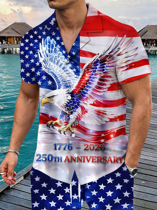 250th Anniversary Celebrate Eagle Men's Pocket Short Sleeve Shirts