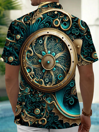 Men's gear wheel pocket short sleeve shirt back view