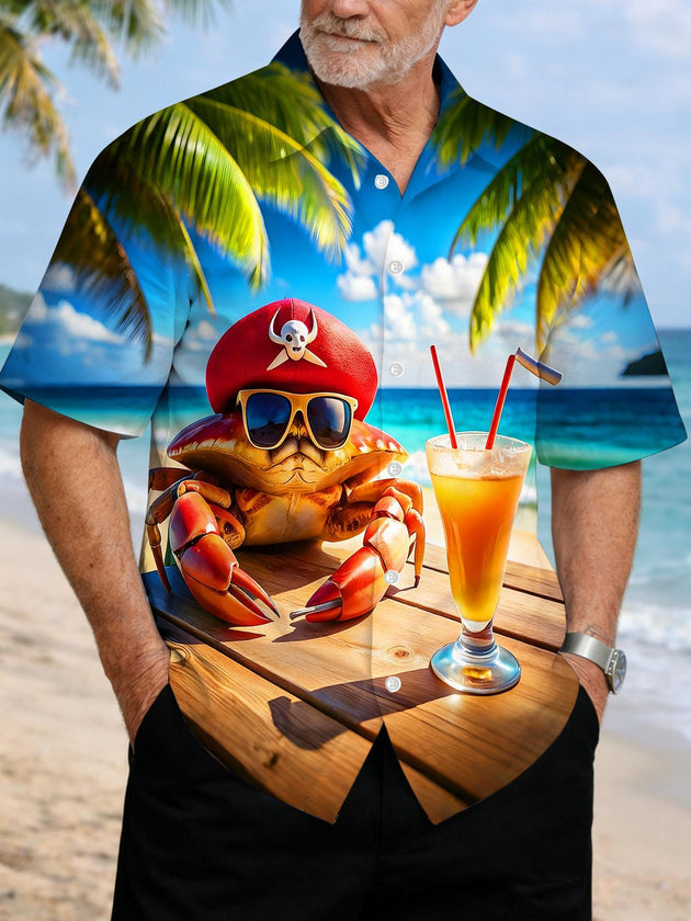 men's Hawaiian shirt front view beach vacation