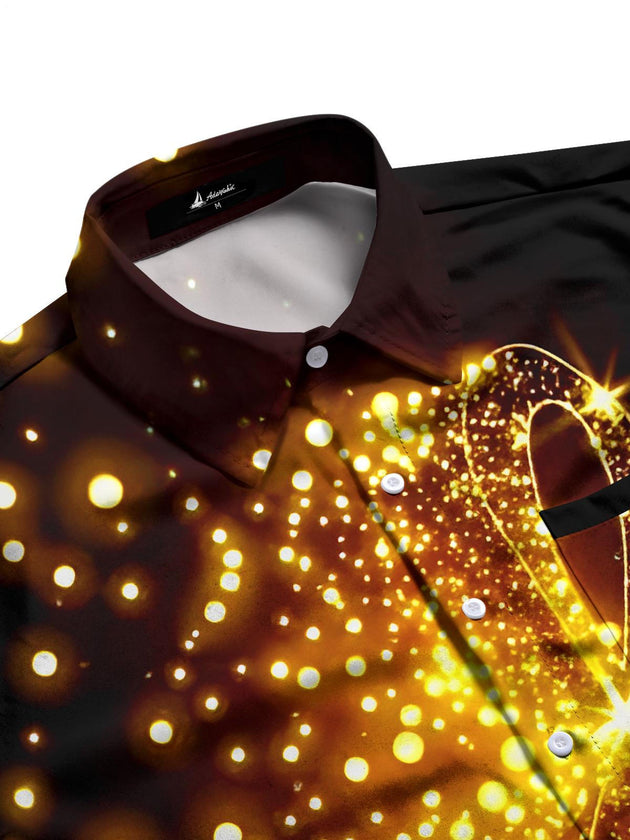 men's music print short sleeve flat lay shirt