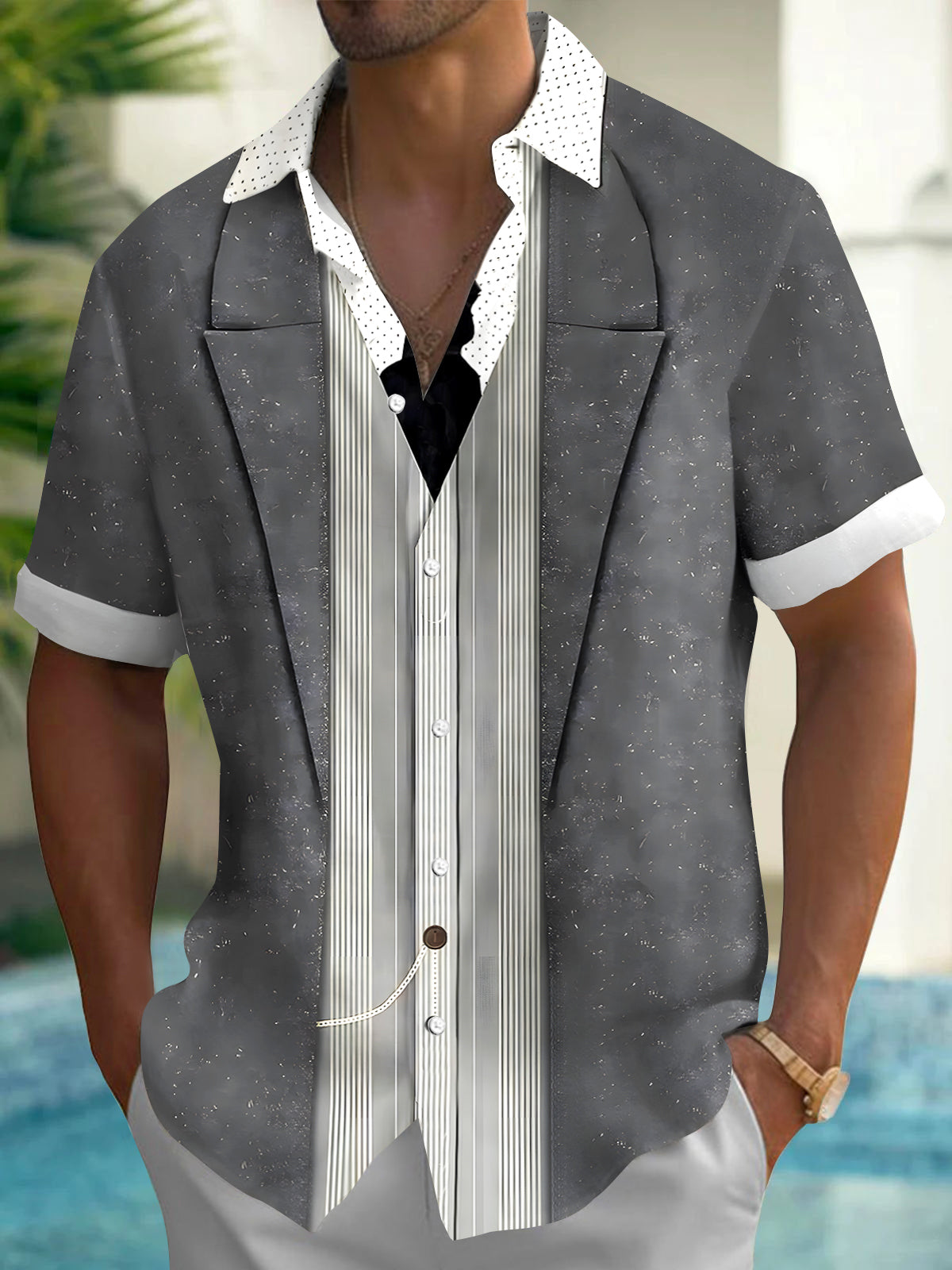 Funny Christmas Costume Men's Pocket Short Sleeve Shirts