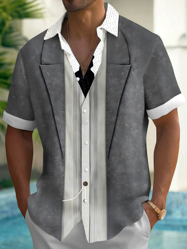 Men's Funny Short Sleeve Shirt Front View Christmas Holiday Party