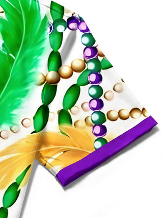 men's Mardi Gras shirt close-up short sleeve