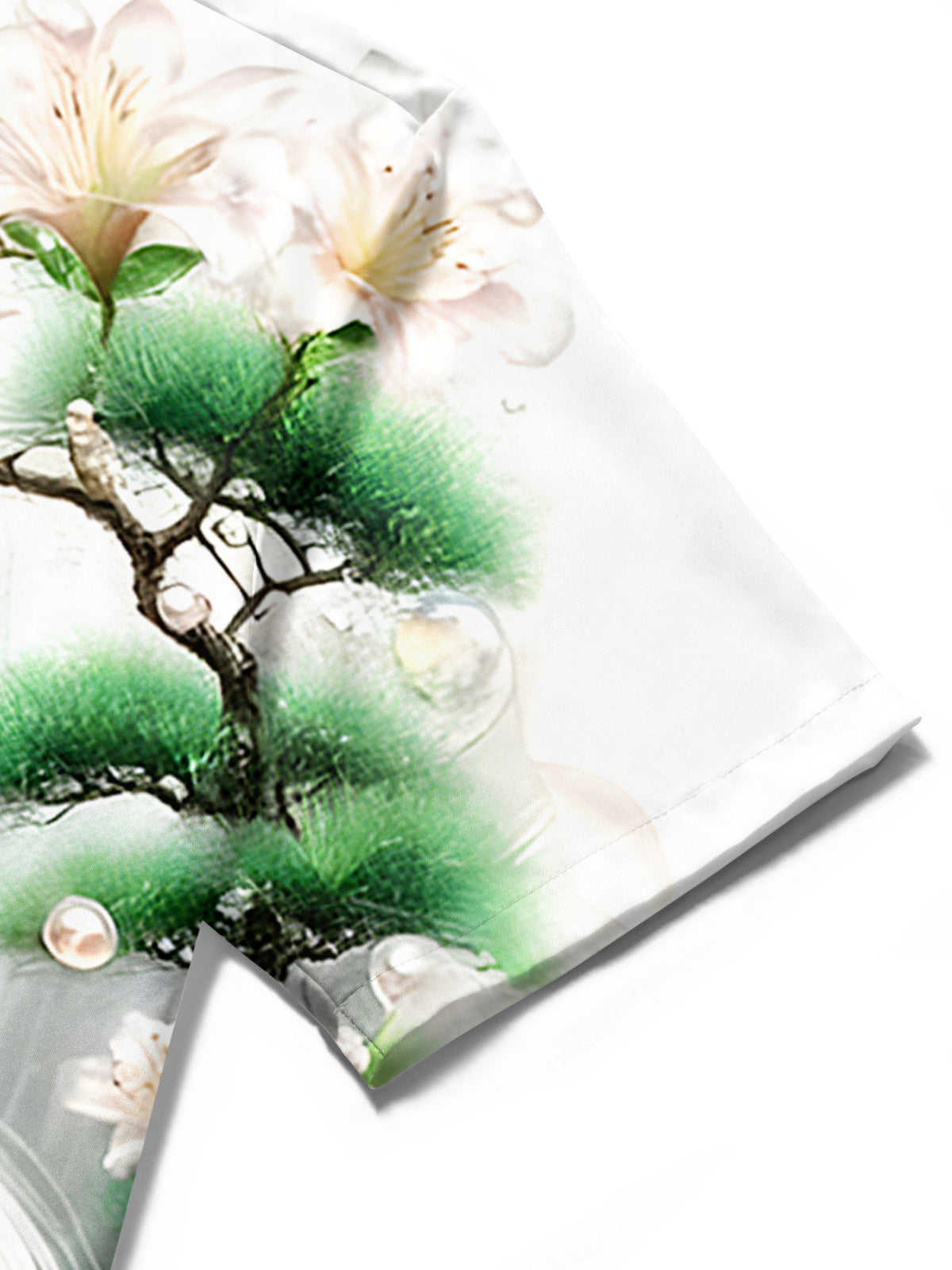 Crane Pine And Cypress Floral Men's Pocket Short Sleeve Shirts