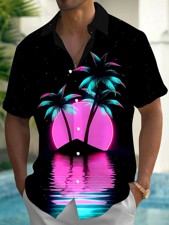 men's Hawaiian shirt front view tropical beach vacation