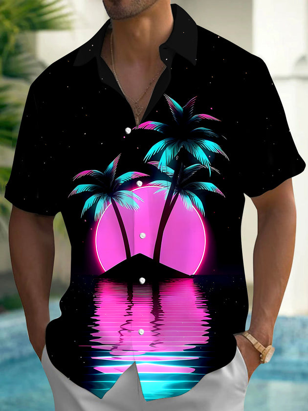 men's Hawaiian shirt front view tropical beach vacation