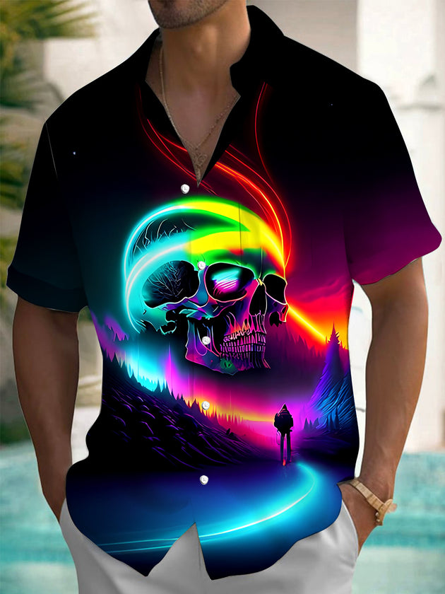 men's skull print shirt front view
