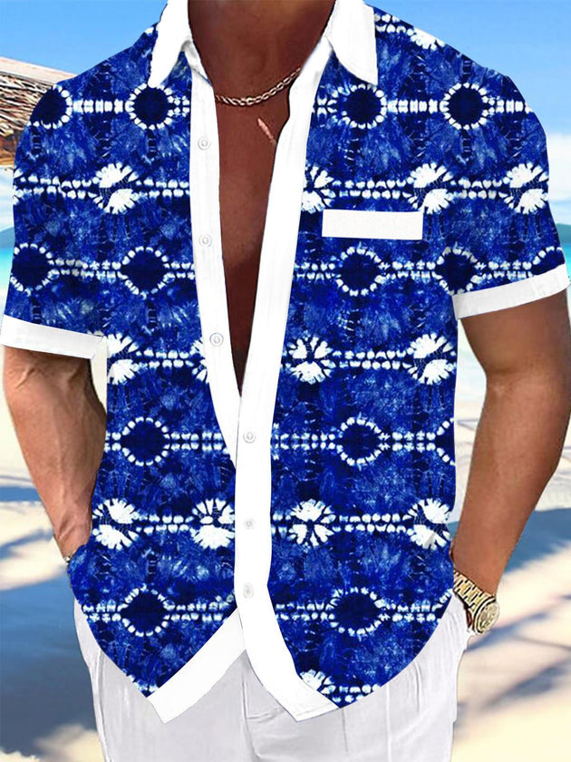 men's geometric print shirt front view