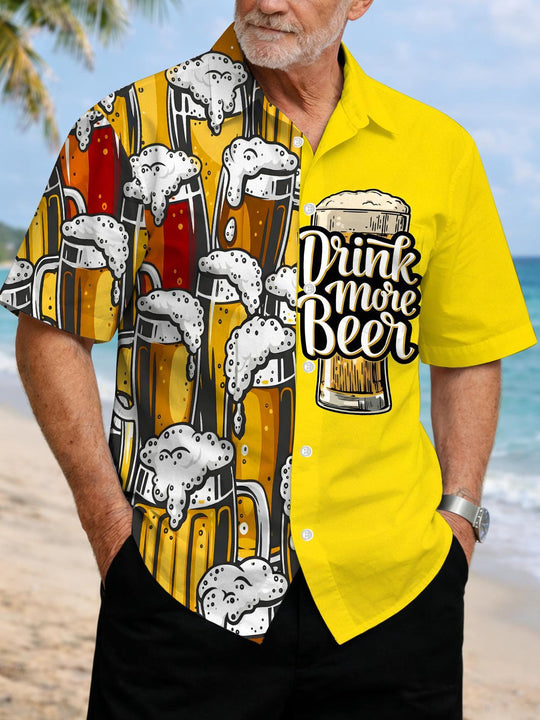 Men's Hawaiian pocket short sleeve shirt front view for tropical beach vacation