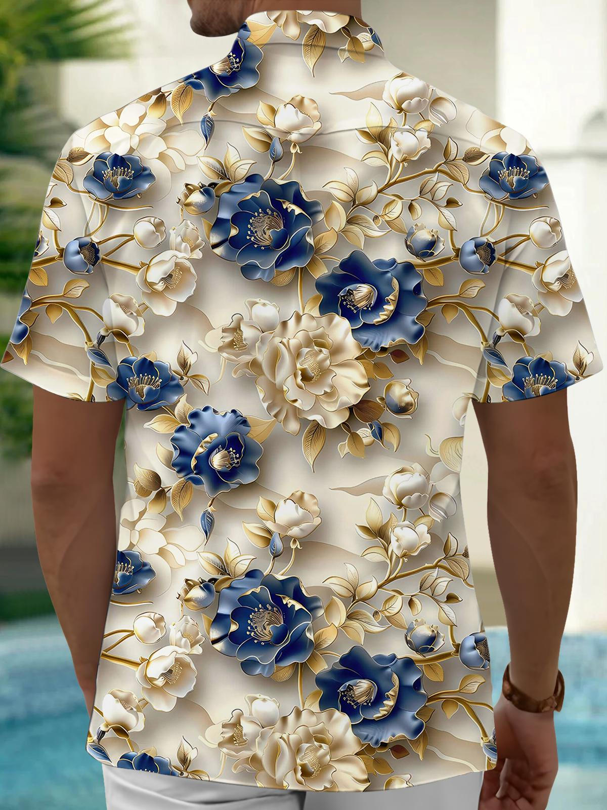 Floral Men's Pocket Short Sleeve Shirts